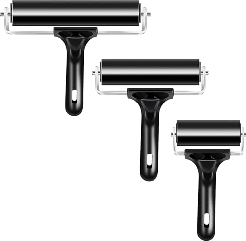 VinBee Soft Rubber Brayer Rollers for Crafting Brayers Rollers for Printmaking Brayer Tool Paint Brush Ink Applicator Art Craft Oil Painting Tool 3 Pack (2.4 & 4 & 5.9 inch)