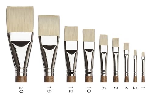 Winsor & Newton Artists' Oil Synthetic Brush, Bright #1 | Synthetic Flagged Bristles, Excellent Color Carrying Capacity, Handmade in England, For Oil Paint - style: Bright #1