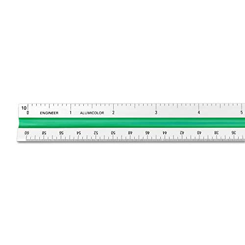 Alumicolor Aluminum Engineer Color-Coded Solid Drafting Scale, 12IN, Silver - size: 12IN, style: Engineer