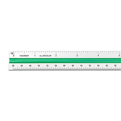 Alumicolor Aluminum Engineer Color-Coded Solid Drafting Scale, 12IN, Silver - size: 12IN, style: Engineer