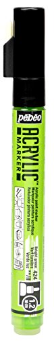 PEBEO Acrylic decoMarker 1.2mm Fine Round Tip Bright Green, 1.2 mm | Water-based acrylic paint marker, matte finish, pump-valve flow control. For paper, cardstock, wood, metal, plastic, canvas. - color: Bright Green