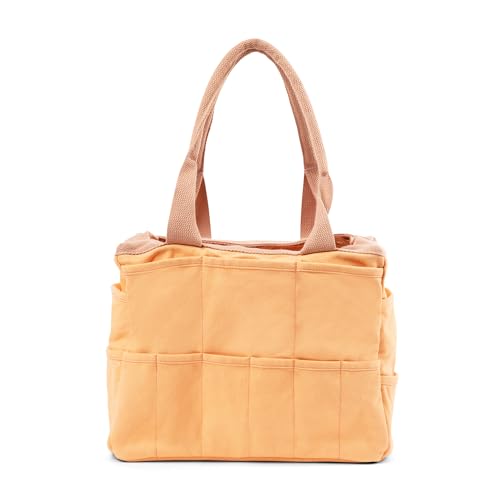 Soolla Studio Bag: Art Supply Storage Organizer & Pottery Tool Bag, Washable Tote, Yarn Bag, Crochet, 30 Pockets, 15+ Colors - color: Creamsicle Crush