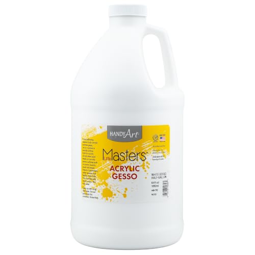 Handy Art Little Masters White Gesso, Half Gallon (64 oz) Bulk, Acrylic Primer for Canvas, Wood & More, Made in USA, AP Non-Toxic, Allergy Friendly, Prepares Surfaces for Painting - size: 64 Fl Oz (Pack of 1)