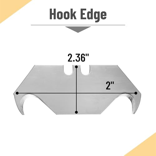 Bates- Utility Knife Blades with Hook Edge, 60 Pack, Carbon Steel, Silver, Replacement Blades for Box Cutter, Utility Knife Refills - color: Silver With Hook Edge, size: 60 Pack