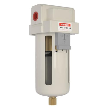 AIRZOE 1/2" NPT Air Dryer for Compressor - Air Compressor Water Separator AF4000-04,Semi-Auto Drain,5 Micron Brass Element, Poly Bowl - size: 1/2" NPT