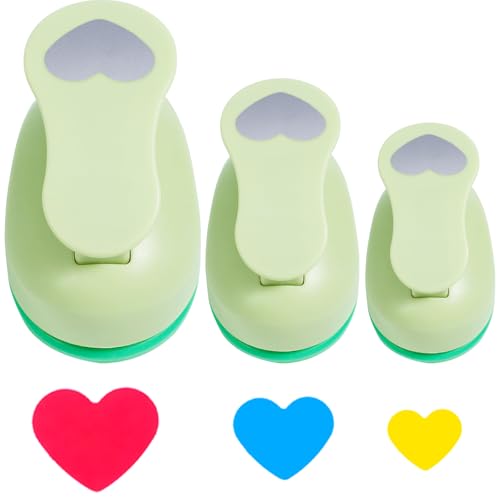 UCEC Heart Cutter 3 Pcs 1+5/8+3/8 Inch Hole Punch Heart Shapes Craft Punch - color: heart, size: 3pack, 3/8+5/8+1in