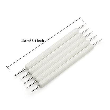 4 Set Embossing Stylus Double End Tracing Dotting Tool, 20 Pcs Ball Embossing Stylus Double End Tracing Dotting Tool for Pottery Clay Craft, Embossing Art (White) - color: White