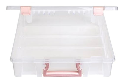 ArtBin Essentials 12 x 12 One-Compartment Craft Box, Clear | One Open Compartment, 15.25 x 14 x 3.5 Inches, Secure Latches, Stackable, Durable Polypropylene - color: Rose Gold