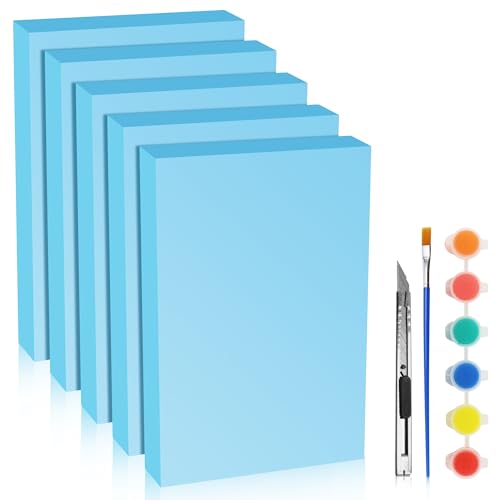 LuckyFoam Blue 5 Pack 12x7.5x1.5 inch Foam Sheets 1.5 Inch Thick | Polystyrene Rectangles XPS Foam Board Craft for Insulating DIY Modeling Art Supplies - color: blue, size: 12x7.5x1.5 inch