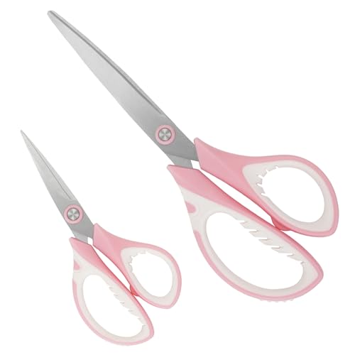 Pink Professional Sewing Scissors Set: Big and Small Scissors, Rotary Cutter with 3pcs Extra Blades for Cutting Fabric - color: Pink