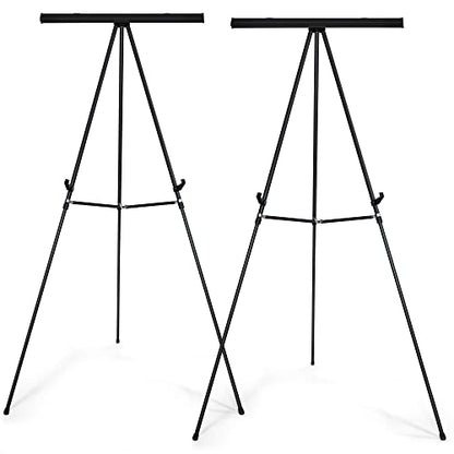 Falling in Art 63 1/2'' Aluminum Flip Chart Presentation Easel,2 Pack | Lightweight Easel Stand with Adjustable Floor for Boardroom, Whiteboard, Paper Pads, Signage, Black - style: Black 2-Pack