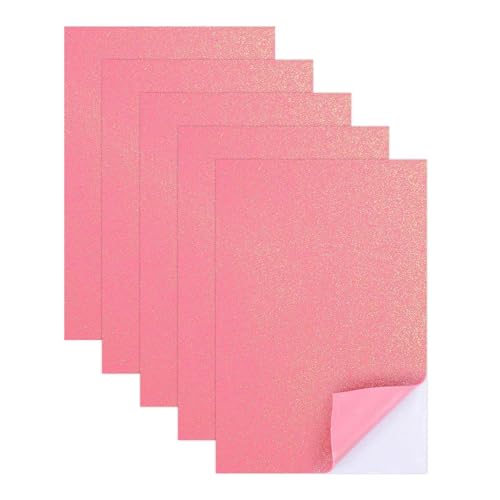 MECCANIXITY 5 Sheets Pure Red Shiny Foam Sheets with Adhesive Backing, 8x12Inch Self-Adhesive Shiny EVA Foam Sheets Sticky EVA Paper Stickers for Art Crafts Projects, DIY Party Decoration - color: Pure Red