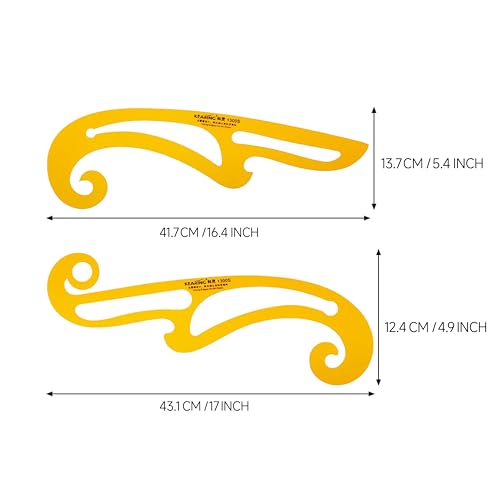 KEARING 2Pcs Orange French Curve Ruler Set - Flexible Sewing Template - style: 1300S