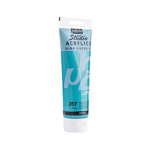 PEBEO Studio Acrylics High Viscosity, Fine Acrylic, 250 ml - Iridescent Blue Green, (169357), 8.45 Fl Oz (Pack of 1) - color: Iridescent Blue Green, size: 8.45 Fl Oz (Pack of 1)