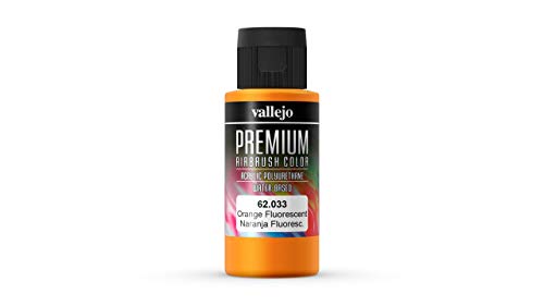 Vallejo - Premium Color RC Fluorescent Orange 2.02 Fl.Oz. (60 ml) for Airbrushing, Acrylic-Polyurethane Hybrid Resin of Great Resistance Paint for Model and Hobby Use - style: Fluorescent Orange