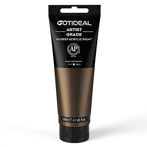 GOTIDEAL Metallic Bronze Acrylic Paint Pearl Deep Brown Tubes(120ml, 4.1 oz) - color: Pearl Deep Brown, style: Metallic