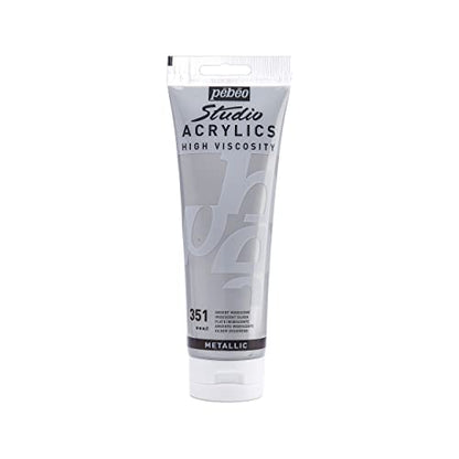 PEBEO Studio Acrylics High Viscosity, Fine Acrylic, 250 ml - Iridescent Silver, 8.45 Fl Oz (Pack of 1) - color: Iridescent Silver, size: 8.45 Fl Oz (Pack of 1)