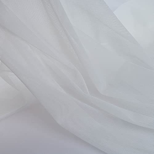 Superfine 4-Way Stretch Net Fabric Nylon Spandex Power Mesh, Pre-Cut 5 Yards Long 60" Wide, Lightweight Sheer (Off White) - color: Off White