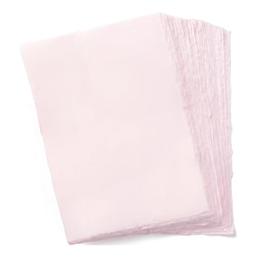 Wanderings Pink A4 Handmade Paper with Deckled Edge - 8.3" x 11.7", 150 GSM, 50 Sheets Textured Paper – Light Watercolor, Drawing, Writing, Printing & Mixed Media - color: Pink, size: A4