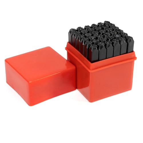 NEIKO 02624 Number and Letter Punch Set with Heat-Treated Steel Punches for Imprinting and Arts and Crafts, 1/4-Inch Shaft, 36-Piece Stamp Set - size: 6mm - 1/4"
