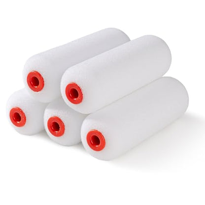 Mister Rui 4 Inch Foam Paint Roller Covers, 30 kg/m³, 5 Pack | Ideal for Users Painting Cabinets, Doors and Furniture; Fits 4 Inch Frames and Applies Water-based Paint Smoothly - size: 30 kg/m³, 5 Pack