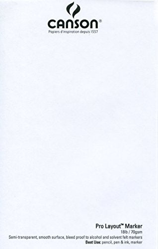 Canson Artist Series Pro Layout Marker Paper, Foldover Pad, 9x12 inches, 50 Sheets (18lb/70g) - Artist Paper for Adults and Students - size: 9" x 12"