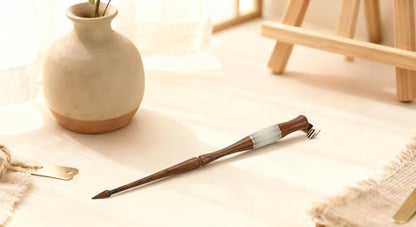 Dip Pen Wood Calligraphy Oblique Nib Pen Holder | Pen Holder with Removable Multi-fit Brass Flange for English Calligraphy, Drawing Comic, Brown - color: Brown