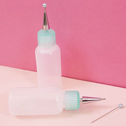Craftelier - Set of 2 Bottles with Precision Ultrafine Applicator and Closure | Perfect Applicator for Glue, Acrylic Paint or Alcohol Inks | Measures Approx. 8 x 2,4 cm | Capacity 15 ml (0.51 Fl Oz)