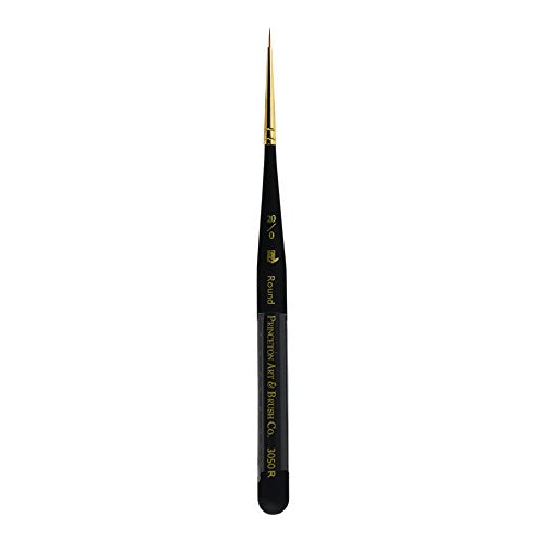 Princeton Mini-Detailer Round Brush, Synthetic, Short Handle, Size 20/0 inch, 1 Count - color: Black, size: 20/0