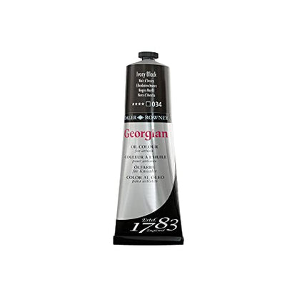 Daler Rowney Georgian Oil Paint Ivory Black 225ml Tube - Art Paints for Canvas Paper and More - Oil Painting Supplies for Artists and Students - Artist Oil Paint for Any Skill Set