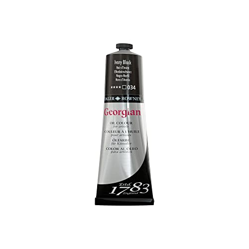 Daler Rowney Georgian Oil Paint Ivory Black 225ml Tube - Art Paints for Canvas Paper and More - Oil Painting Supplies for Artists and Students - Artist Oil Paint for Any Skill Set