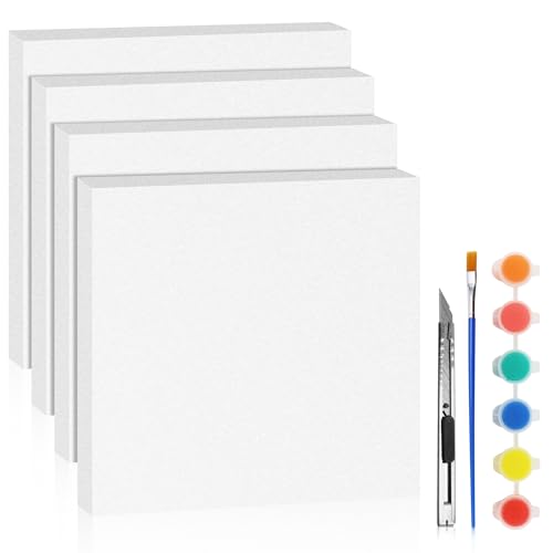 LuckyFoam White 4 Pack 12x12x1 inch Foam Sheets 1 Inch Thick | Polystyrene Rectangles XPS Foam Board Craft for Insulating DIY Modeling Art Supplies - color: white, size: 12x12x1 inch 4pcs