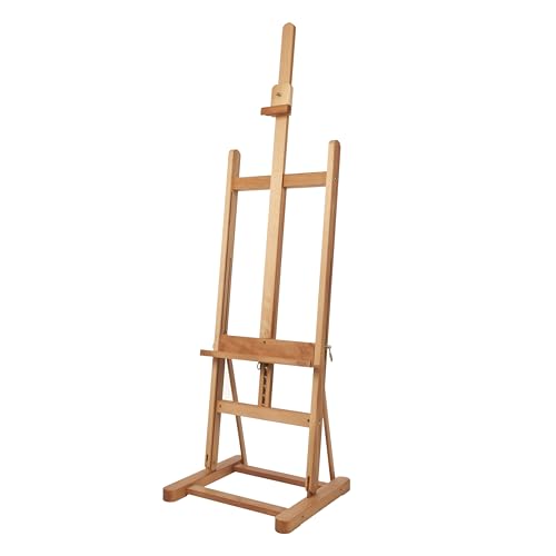Mabef M10 Studio Easel, Oiled Beech Wood H-Frame Artist Easel with Adjustable Height and Tilt for Oil Acrylic Pastel Painting - style: Adjustable,Sturdy