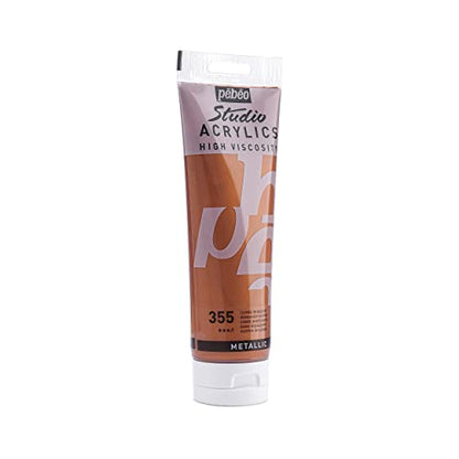 Pebeo Studio Acrylics High Viscosity, Fine Acrylic, 250 ml - Iridescent Copper - color: Iridescent Copper