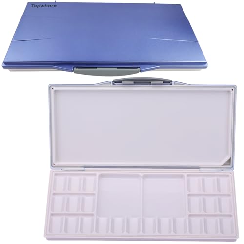 Watercolor Painting Palettes 24-Wells with 2+1 Additional Spacious Mixing Areas, Folding Peel-Off Palette for Watercolor, Gouache, Acrylic Paint (Blue, One Size) - color: Blue