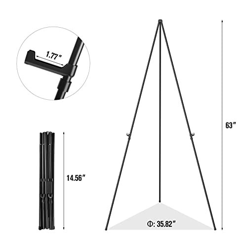 Easel Stand for Sign, Aredy 63" Portable Painting Easel, Lightweight Metal Easels for Painting Canvas, Wedding Sign (2 Pack) - style: 2 pack