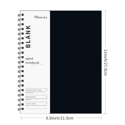 Blank Spiral Notebook 8.5" x 11" | 4 Pack unlined spiral notebook Blank Journal A4 Unlined Journals for drawing - size: A4, style: BLANK NOTEBOOK
