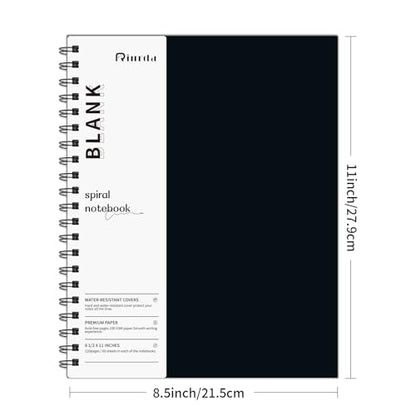 Blank Spiral Notebook 8.5" x 11" | 4 Pack unlined spiral notebook Blank Journal A4 Unlined Journals for drawing - size: A4, style: BLANK NOTEBOOK