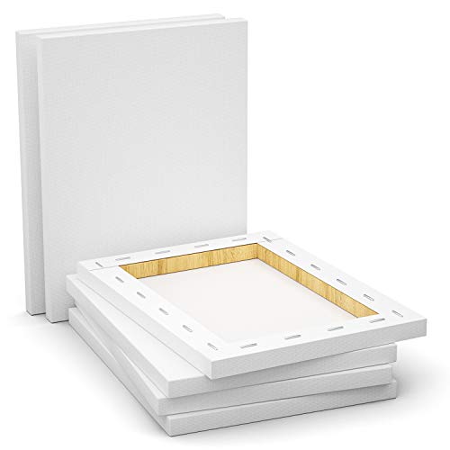 GOTIDEAL Stretched Canvas, 12x16 Inch Set of 6, Primed White - 100% Cotton Artist Canvas Boards for Painting, Acrylic Pouring, Oil Paint Dry & Wet Art Media | 100% Cotton Artist Canvas Boards for Painting, Acrylic Pouring, Oil Paint Dry & Wet Art Media -