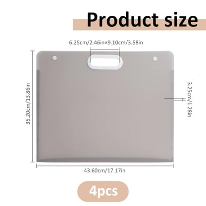 SUPERFINDINGS 4Pcs Art Portfolio Bag 35.2x43.6cm Plastic Portfolio Folder Expandable Gusset Waterproof Poster Storage Case With Reinforced Handle For Drawing Sketch Photography Painting