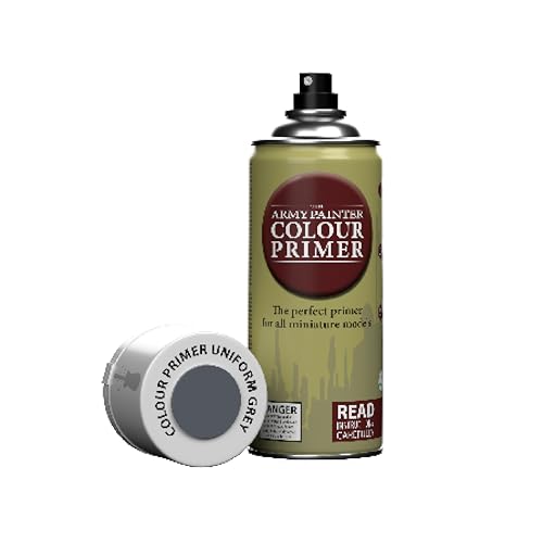 The Army Painter, Colour Primer Uniform Grey, 400 ml acrylic spray | Spray Paint Basecoat for Miniature Model Undercoat Priming, Plastic Wargames, DnD & Warhammer - color: Uniform Grey
