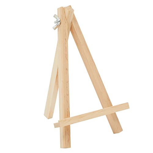 Juvale Mini Easel Stand - 7 in, Light Brown Lotus Wood, 6-Pack - Table & Desktop Display Stand - Place Card Holder & Photo Display