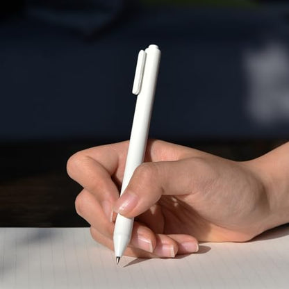 Kaco PURE White Gel Pens 0.7mm Black Ink 10 Count Quick Dry Smooth Writing | Aesthetic School Office Supplies Retractable Pens Low Center of Gravity - color: 0.7mm 10 PCS White