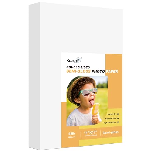 Koala Double Sided Semi-Gloss Photo Paper 11X17 Inch 100 Sheets 48LB - size: 11"X17"