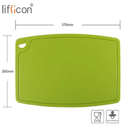 Liflicon Extra Large Thick Silicone Cutting Board 14.6'' x 10.43'' Chopping Board Flexible Cutting Mats Dishwasher Safe-Green - color: Green, size: 14.6"L x 10.4"W
