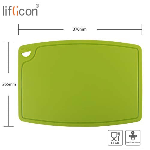 Liflicon Extra Large Thick Silicone Cutting Board 14.6'' x 10.43'' Chopping Board Flexible Cutting Mats Dishwasher Safe-Green - color: Green, size: 14.6"L x 10.4"W