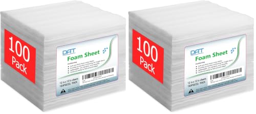 200 Pack Foam Sheets, DAT 12" x 12", 1/16" Thickness, Foam Wrap Cushioning Material, Moving Supplies for Packing Storage and Shipping - size: 200 pack 1/16"