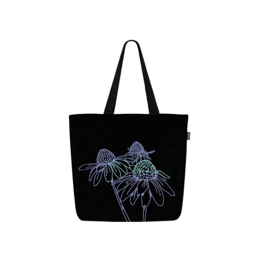 Ecoright Aesthetic Canvas Tote Bag for Women Large Zipper Tote Bags with Pocket, Womens Tote Bag for Yoga, Work, Beach - color: Night Garden