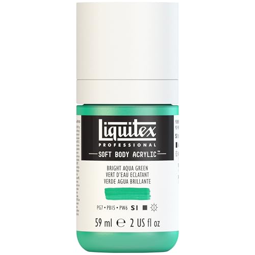 Liquitex Soft Body Acrylic Paint, 2-oz Bottle, Bright Aqua Green | Low Viscosity, Highly Pigmented, Satin Finish, Retains Subtle Brush Strokes, Great Surface Coverage, Highly Versatile - color: Bright Aqua Green, style: 2-oz Bottle