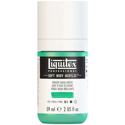 Liquitex Soft Body Acrylic Paint, 2-oz Bottle, Bright Aqua Green | Low Viscosity, Highly Pigmented, Satin Finish, Retains Subtle Brush Strokes, Great Surface Coverage, Highly Versatile - color: Bright Aqua Green, style: 2-oz Bottle
